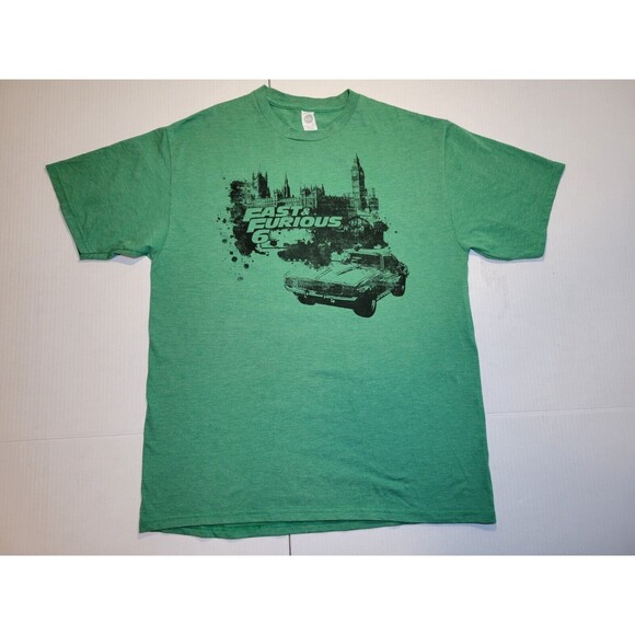 Fast And Furious‎ 6 Movie Rare Promotional Shirt Mens L Green Jensen Interceptor - Picture 1 of 6